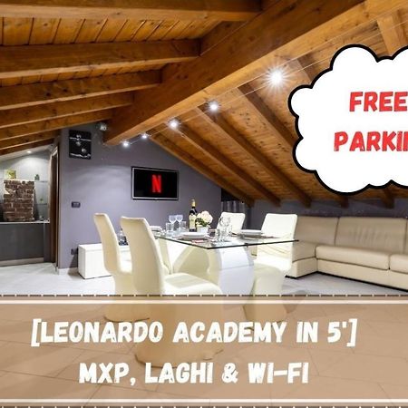 Leonardo Academy In 5' - Parcheggio Gratis - Laghi & Wi-Fi Lägenhet Sesto Calende Exteriör bild